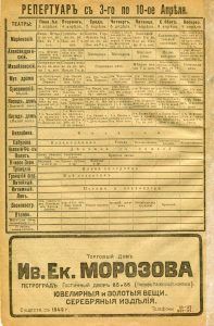 Репертуар петроградских театров на 3-10 апреля 1917 г.